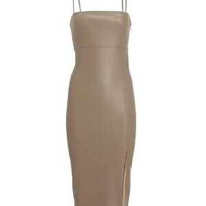 Express Body Contour Faux Leather Midi Dress